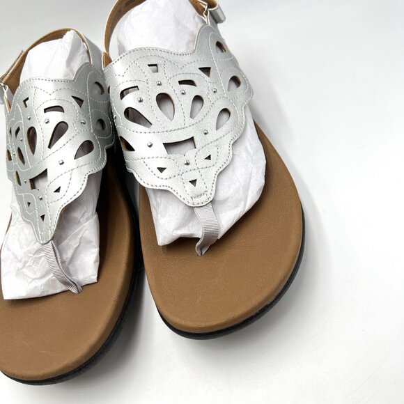 10W 10 WIDE WIDTH‎ Rockport Womens Ridge Sling Silver Summer Sandals Shoes - Picture 5 of 13